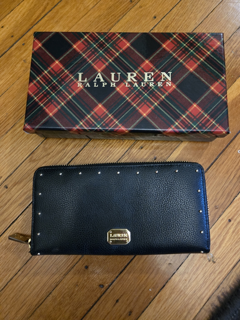 Lauren Ralph Lauren Black Wallet with Gold Hardware